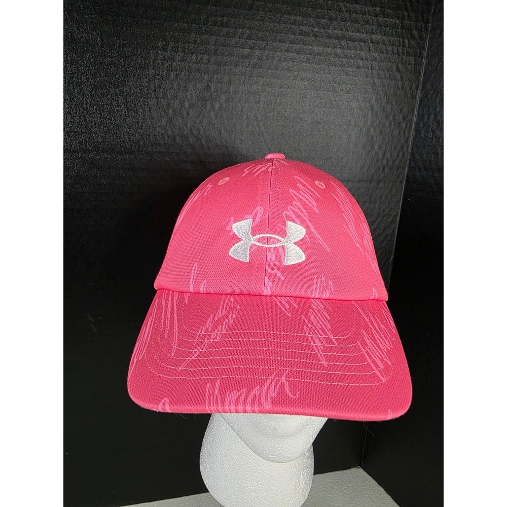 Under Armour Womens Pink Script Print Free Fit‎ Adjustable Baseball Cap Hat OSFA